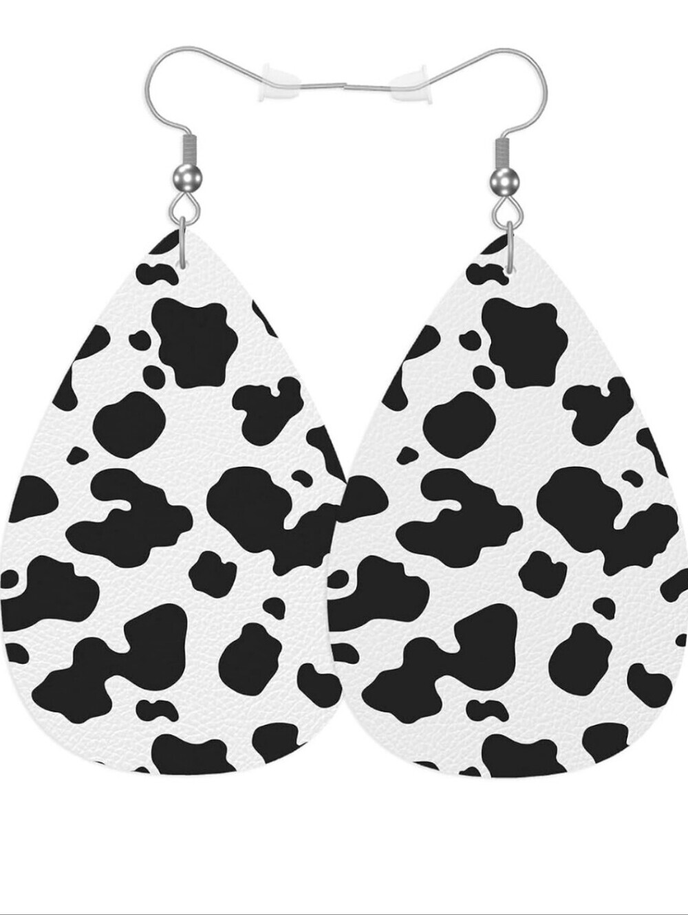 Cow Print Teardrop Earrings - Black & White